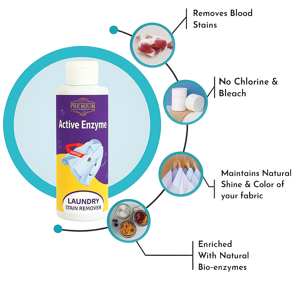 🧴✨ Laundry Stain Remover – Active Enzyme Power 💧 (Pack of 2, 100ml)