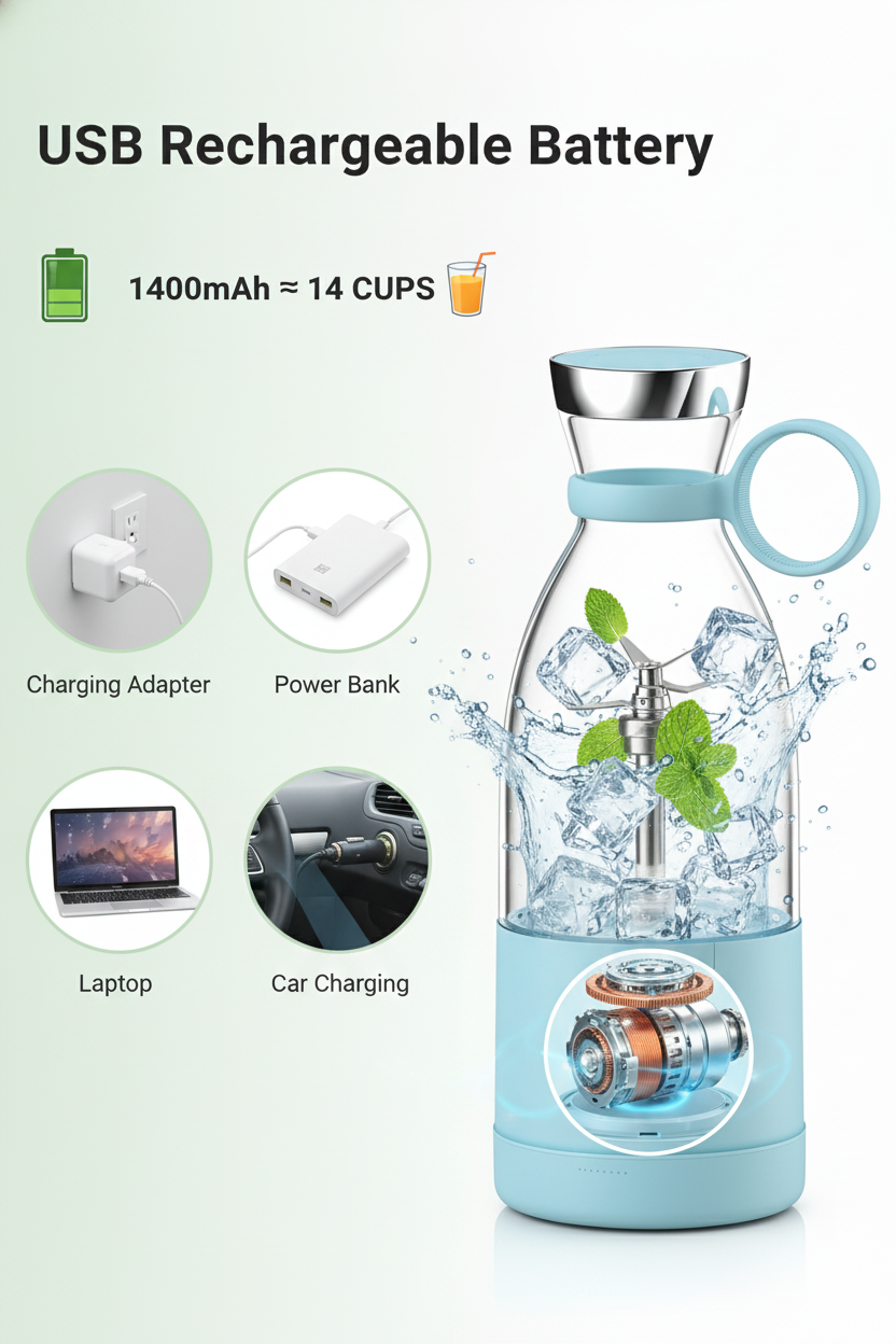 🧃 Fresh Juice Portable Mini Blender - 50% OFF