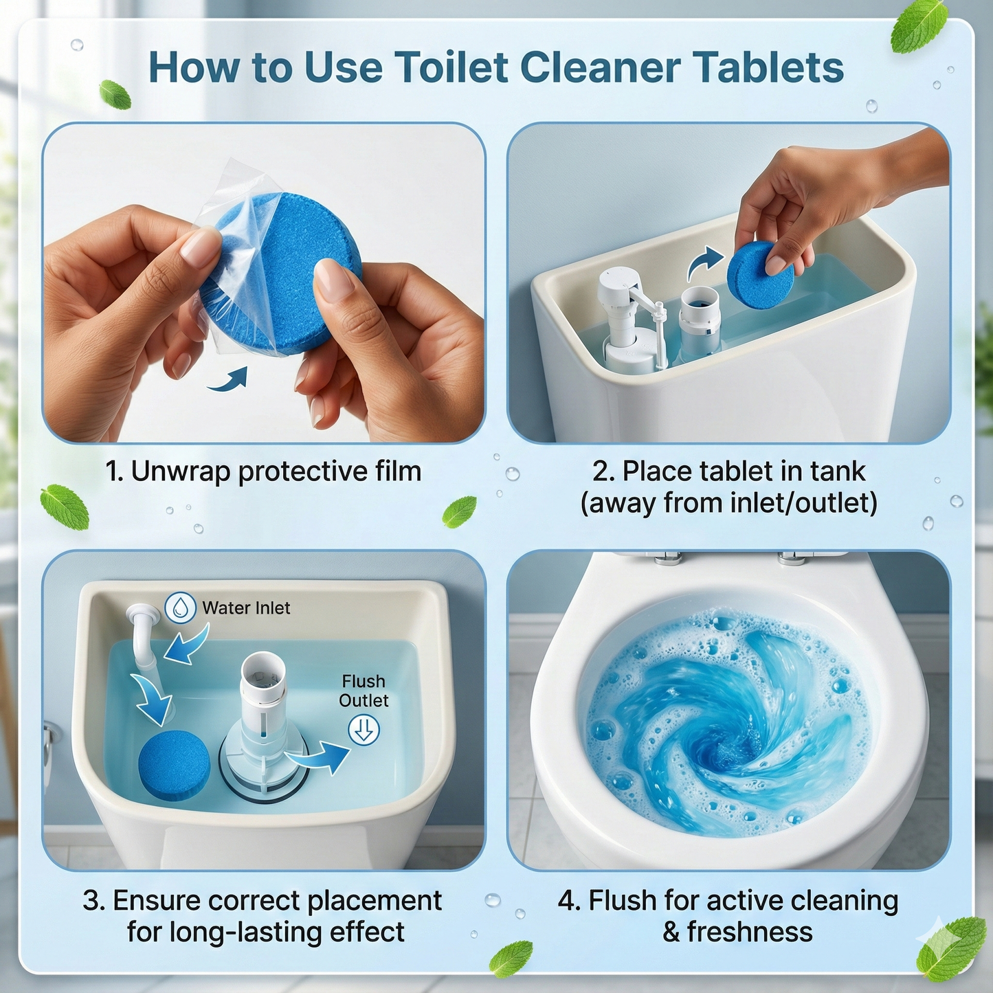 🚽 Toilet Cleaning Tablet (10 pcs) | Automatic Cleaner & Deodorizer 🔥 Limited Offer – Buy Now!