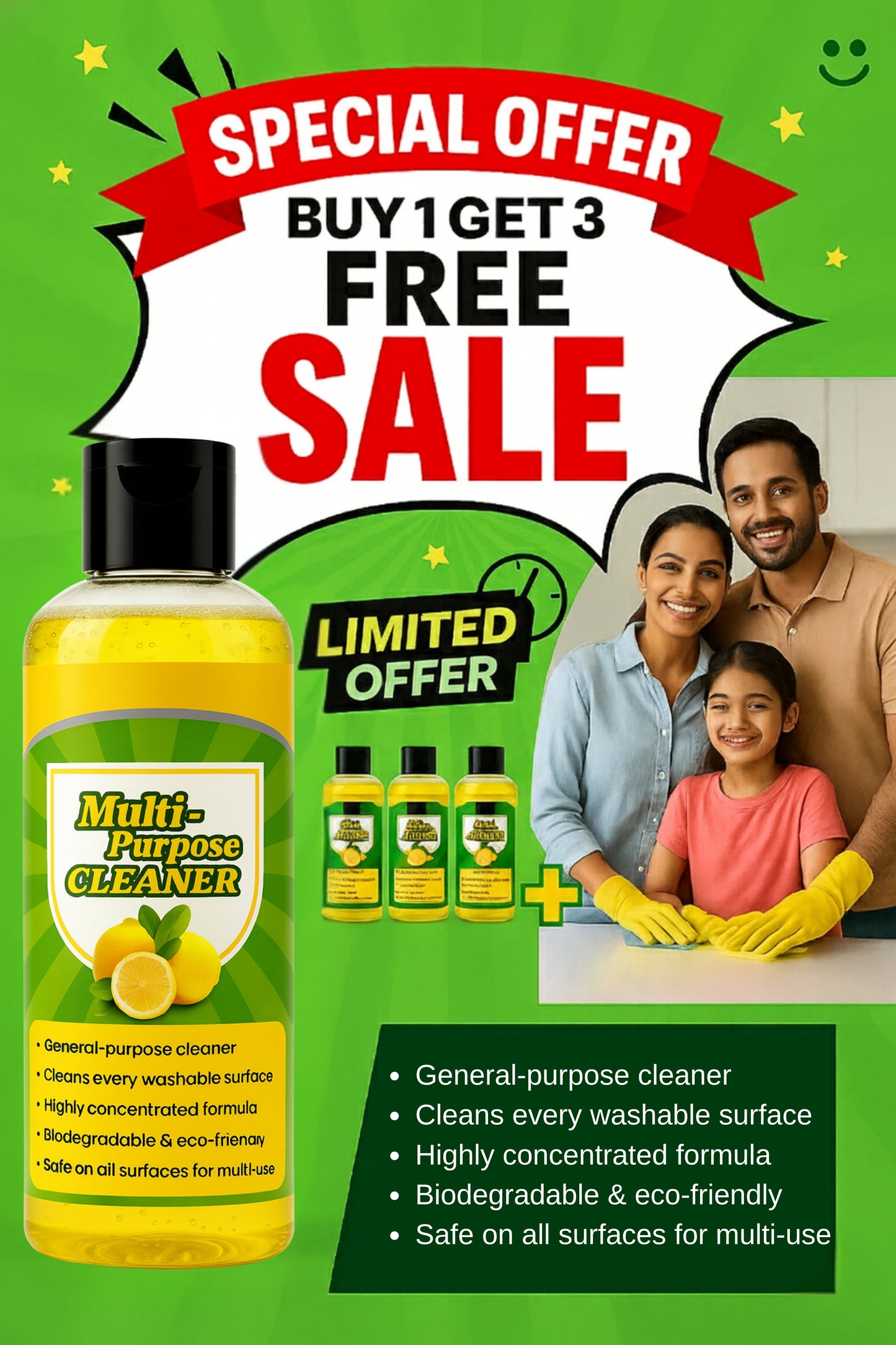 🔥 BUY 1 GET 3 FREE – India’s Most Viral Cleaner Is Back in Stock! 🧼 Don’t Miss Out!